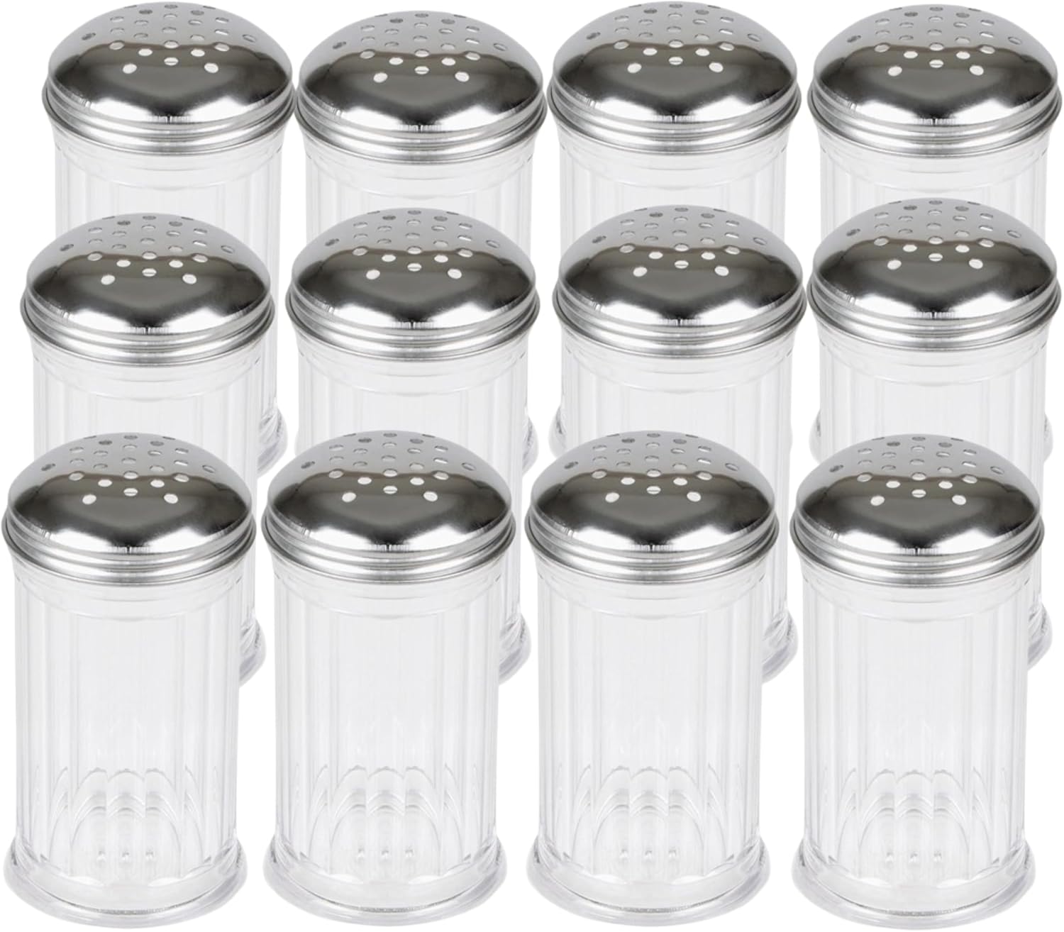 12 Oz Parmesan Cheese Shaker/salt and pepper shakers with Stainless Steel Lid, Clear Plastic seasoning shaker, sugar/spice dispenser, large salt and pepper shakers (360 ml) (12, 12 Oz)
