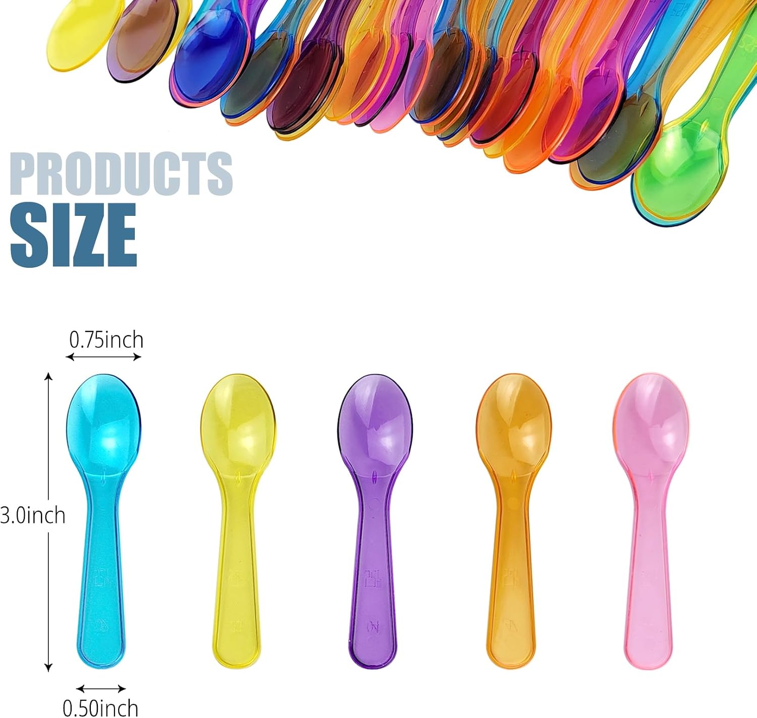 100 Pcs Mini Spoons, Multicolor Disposables Plastic Tasting Spoons for Ice Cream Cake Dessert Party Activity (Multicolor)