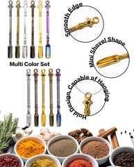 11Pcs Mini Metal Shovel Spoons, Multicolor Tiny Spice Spoon Keychain Charms | Portable Measuring Scoop, Small Alloy Spoons with Keychain and Necklace, Fit for Fit for Spice & DIY Craft Making