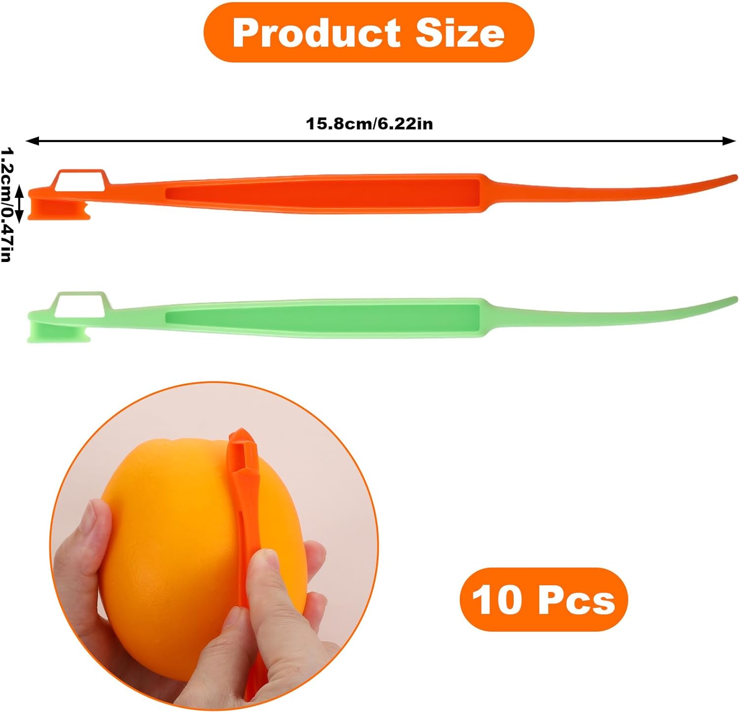 10 Pack Orange Peeler Tool, Citrus Peel Cutter & Lemon Opener, Plastic Fruit Peelers, Remover Easy Open Citrus Peel, Kitchen Accessories(Orange + Green)