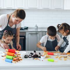 10Pcs 9 Inch Mini Silicone Rolling Pin, Small Kids Rolling Pins for Baking | Wooden Handles Rolling Pin for Dough Making Cookies, Cakes , Baking Food