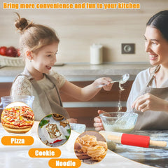 10Pcs 9 Inch Mini Silicone Rolling Pin, Small Kids Rolling Pins for Baking | Wooden Handles Rolling Pin for Dough Making Cookies, Cakes , Baking Food