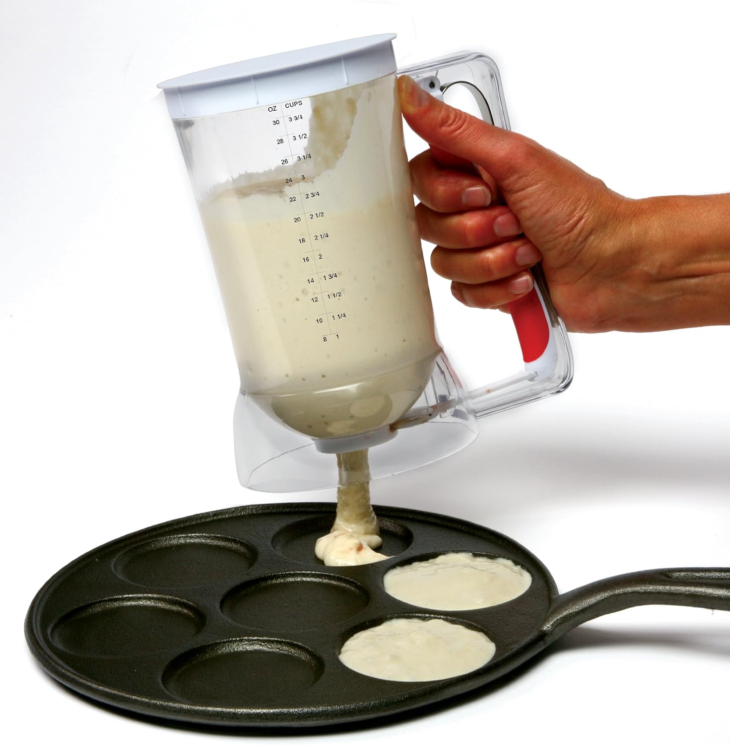 1013 Batter Dispenser Clear/Red, 4 cup