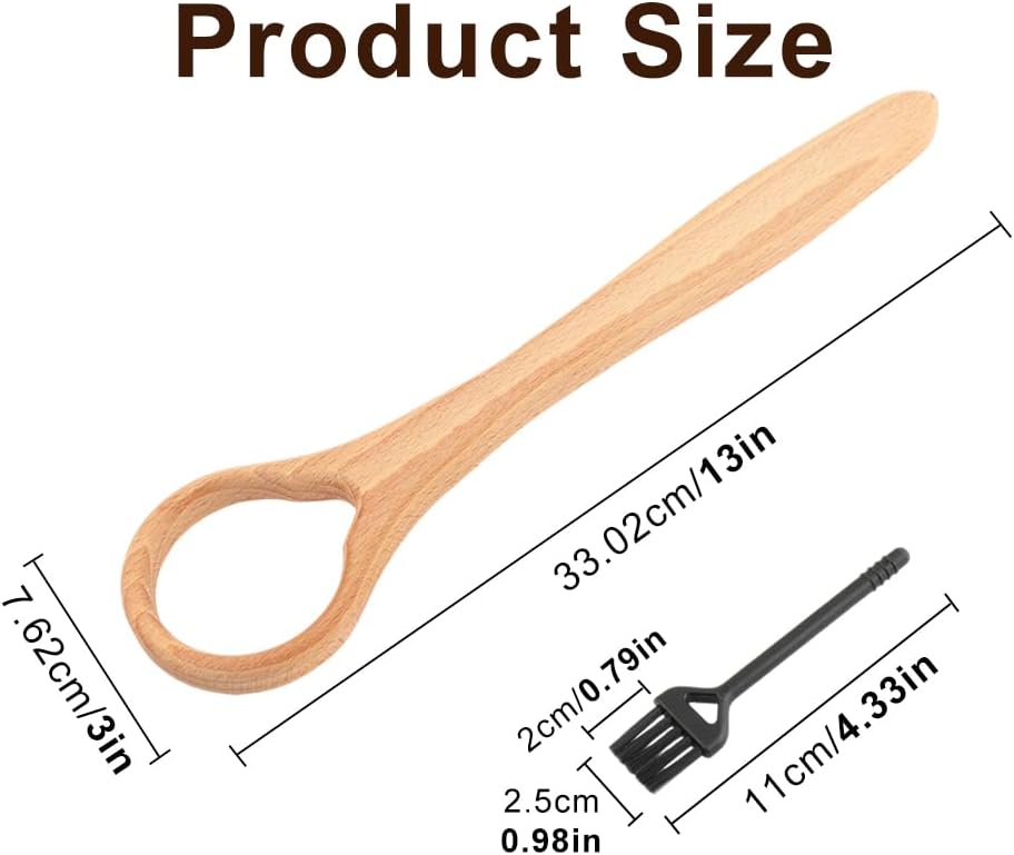 13" Wooden Danish Dough Whisk, Ergonomic Sourdough Whisk Dough Mixer Bread Whisking Tool for Bread, Pastry, Pizza & Baking, Sourdough Bread Baking Supplies(COLOR:Wood)