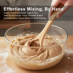 13" Wooden Danish Dough Whisk, Ergonomic Sourdough Whisk Dough Mixer Bread Whisking Tool for Bread, Pastry, Pizza & Baking, Sourdough Bread Baking Supplies(COLOR:Wood)
