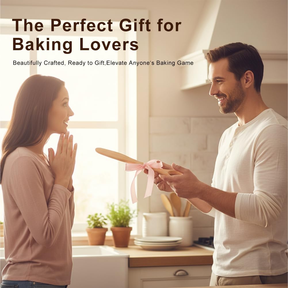 13" Wooden Danish Dough Whisk, Ergonomic Sourdough Whisk Dough Mixer Bread Whisking Tool for Bread, Pastry, Pizza & Baking, Sourdough Bread Baking Supplies(COLOR:Wood)