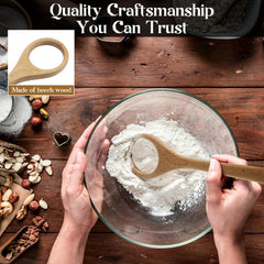 12 Inch Solid Wood Dough Whisk for Sourdough Bread Baking - Heavy Duty Mixing Tool for Cookie Dough, Pizza Pastry Batter - Natural Kitchen Baking Utensil with Ergonomic Handle