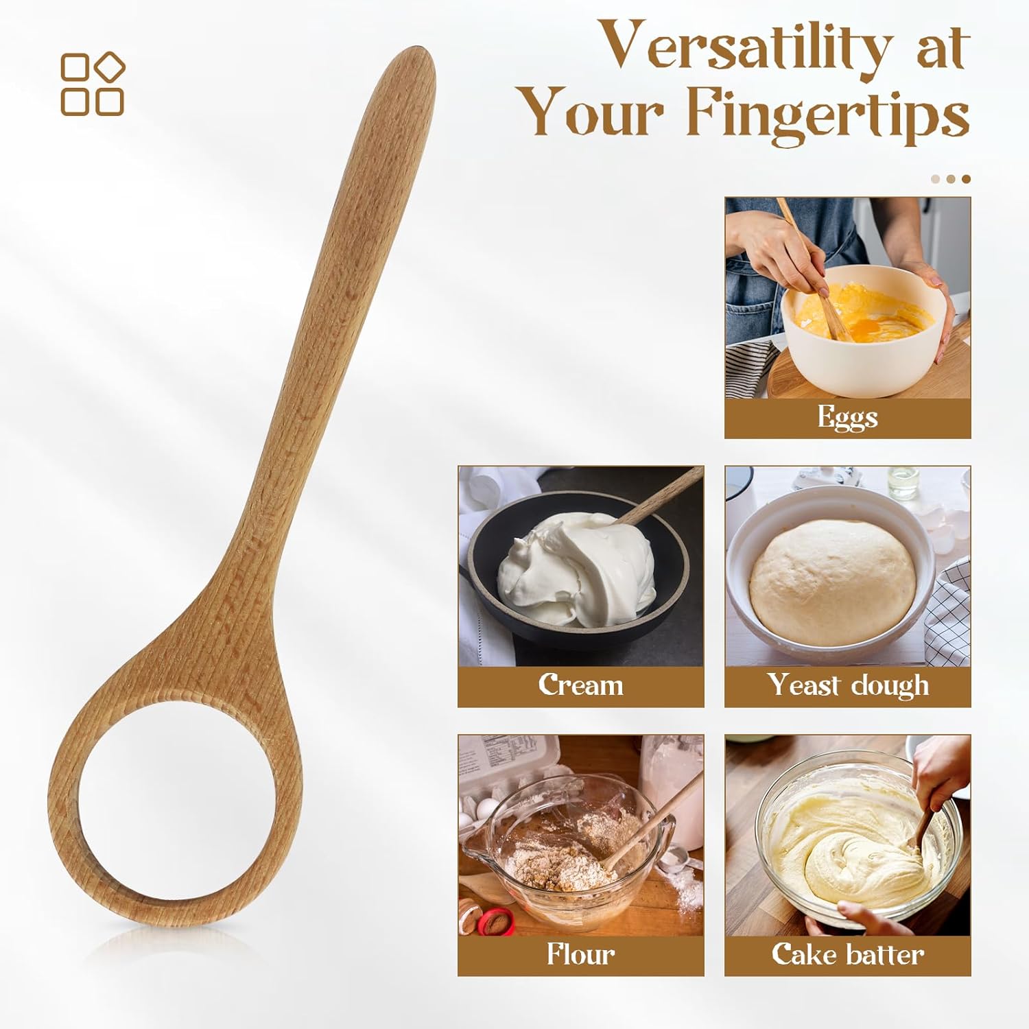 12 Inch Solid Wood Dough Whisk for Sourdough Bread Baking - Heavy Duty Mixing Tool for Cookie Dough, Pizza Pastry Batter - Natural Kitchen Baking Utensil with Ergonomic Handle