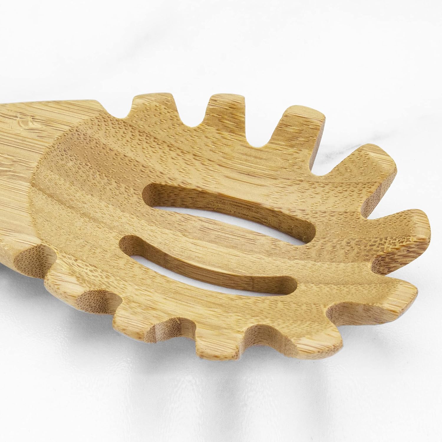 14" Spaghetti Spoon – Natural Bamboo Pasta Server with Teeth | Eco-Friendly, Nonstick Safe, Durable Kitchen Utensil