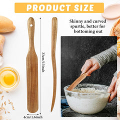 1 Pack 13" Acacia Wooden Spatula for Sourdough Starter, Mixing, Reaching Bottom of Jar, Dough Whisk, Long Handle Jar Spatula, Spurtle Kitchen Tool Wood Kitchen Utensil Kit for Baking, Cooking