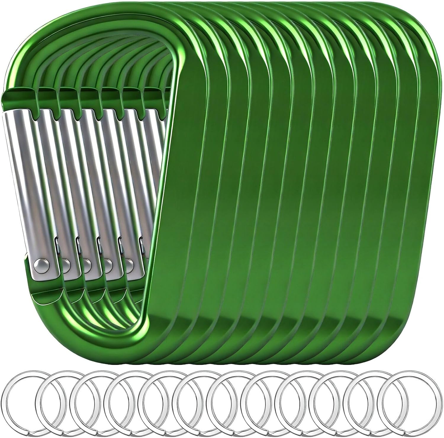 12PCS Carabiner Keychain Clip - 3" Aluminum Caribeener Key Clip,D Ring Shape Nonlocking Carabeaner Hook Buckle,Multi-Function Spring Snap Key Clips Tool for Home,Camping,Hiking,Traveling,Backpack