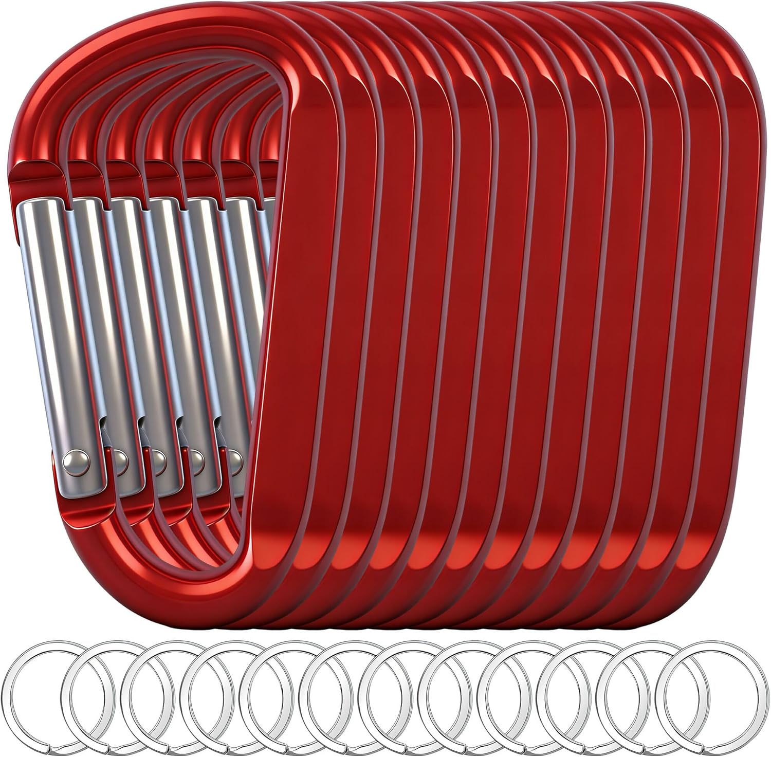 12PCS Carabiner Keychain Clip - 3" Aluminum Caribeener Key Clip,D Ring Shape Nonlocking Carabeaner Hook Buckle,Multi-Function Spring Snap Key Clips Tool for Home,Camping,Hiking,Traveling,Backpack