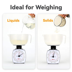 11lb Analog Food Scale Mechanical Dial Kitchen Scale | Removable Measuring Cup, Tare Function