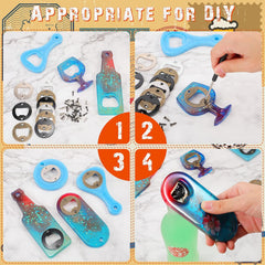 15 Sets Bottle Opener Inserts Kit Stainless Steel Round Bottle Openers Metal Inserts with Screws and Screwdriver for Bottles Opener DIY Resin Mould Kit