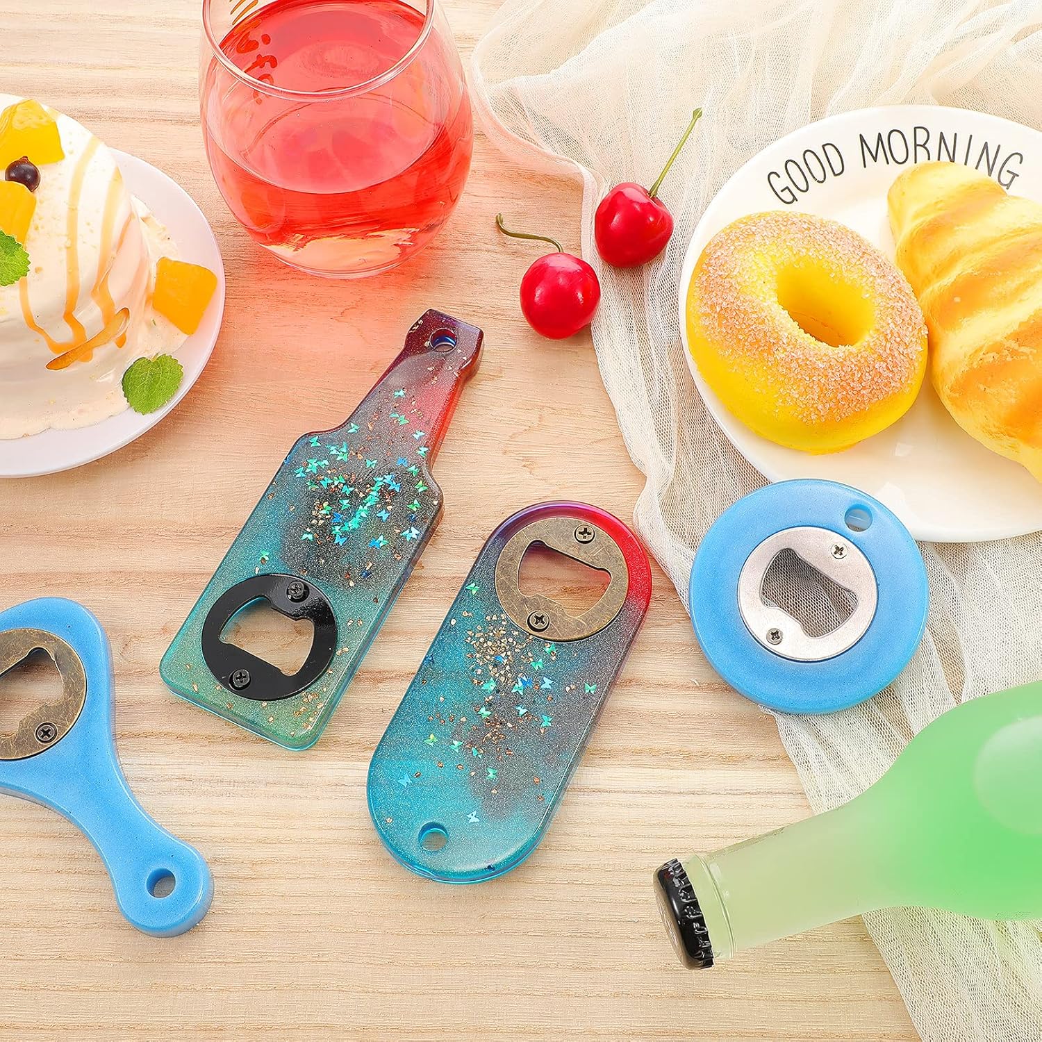 15 Sets Bottle Opener Inserts Kit Stainless Steel Round Bottle Openers Metal Inserts with Screws and Screwdriver for Bottles Opener DIY Resin Mould Kit