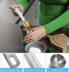 1 Tablespoon Measuring Spoon, 3PCS Stainless Steel Single Measuring Spoon, 3 Tsp/1 Tbsp Marked, Durable Rust Resistant Metal for Cooking Baking Coffee Sugar (Silver, 15 Ml)