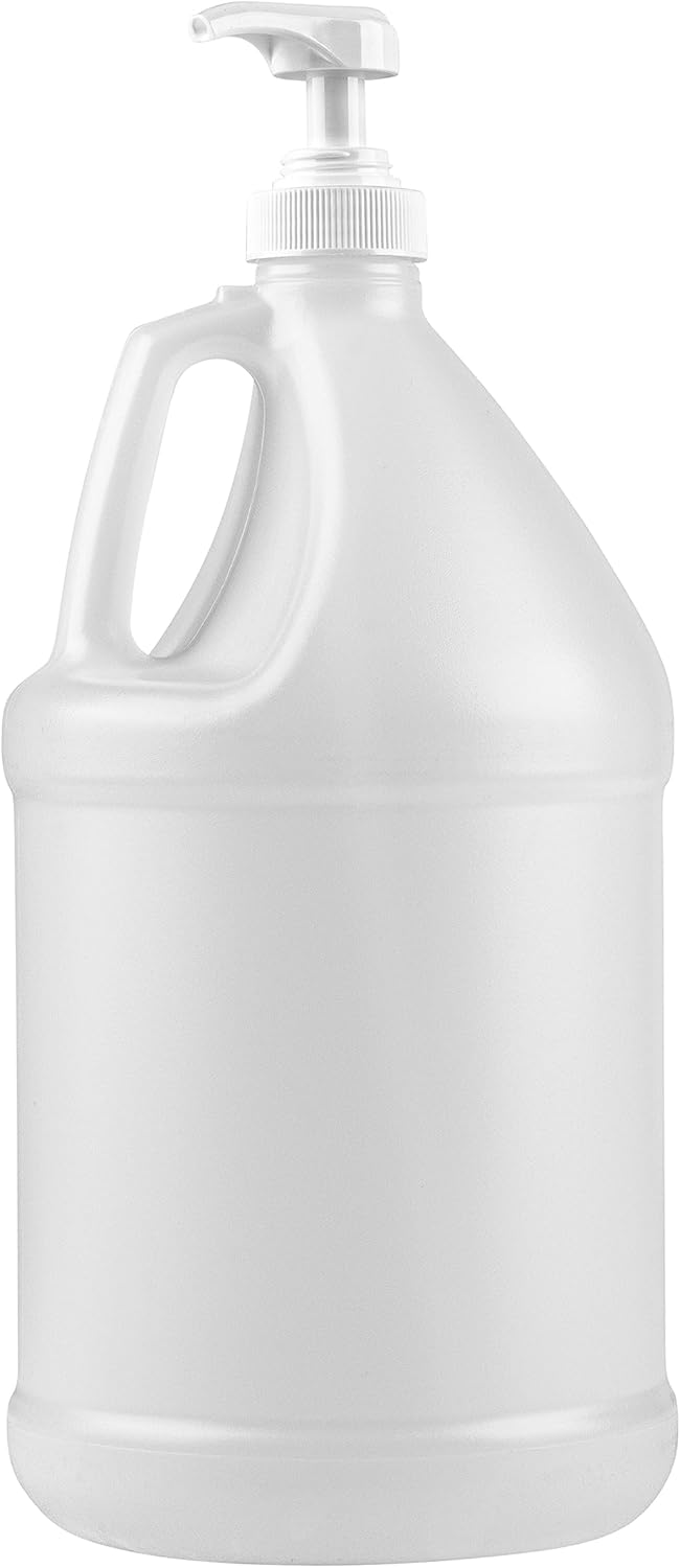 1-Gallon Plastic Jug with Pump Dispenser - Ideal for Epoxy Resin, Laundry Detergent, Liquid Soap, Snow Cone Syrup, Batter