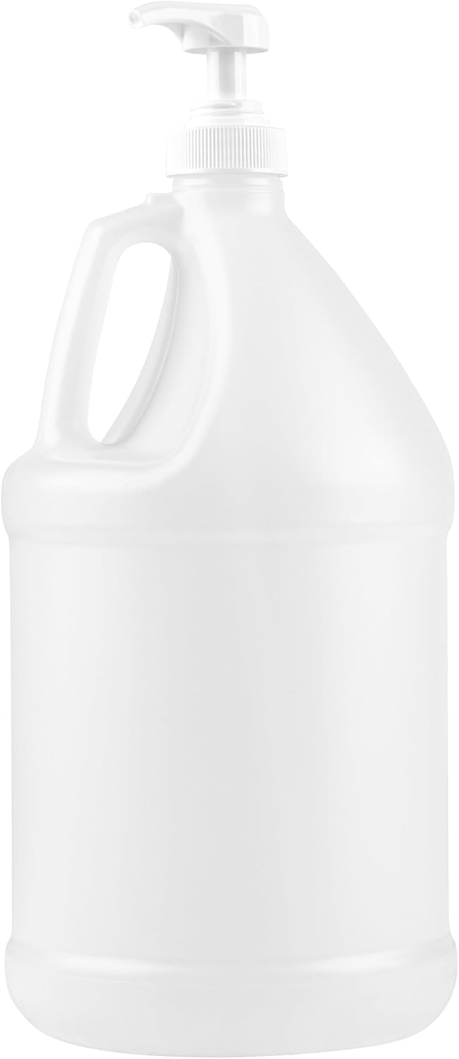 1-Gallon Plastic Jug with Pump Dispenser - Ideal for Epoxy Resin, Laundry Detergent, Liquid Soap, Snow Cone Syrup, Batter