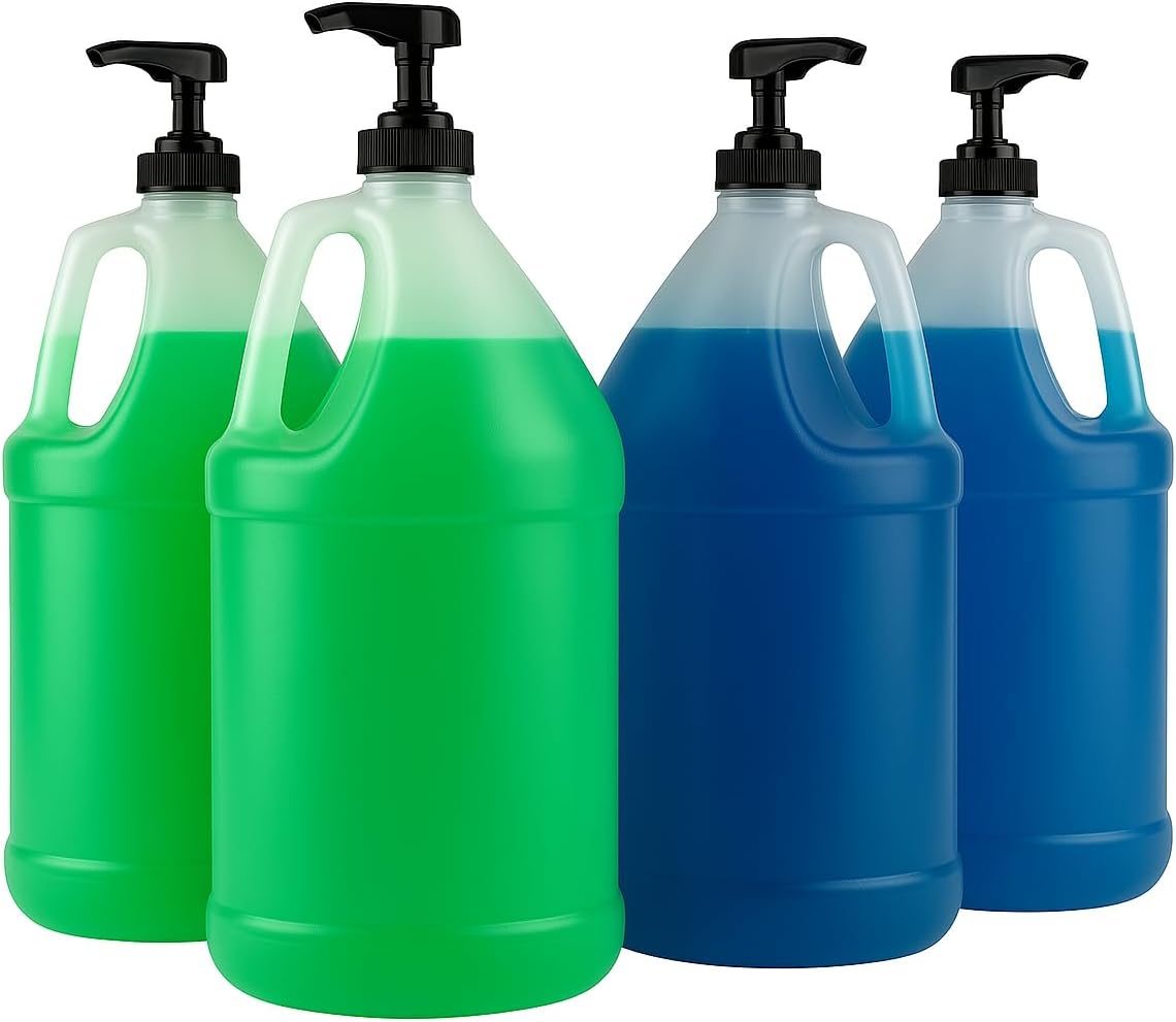 1-Gallon Plastic Jug with Pump Dispenser - Ideal for Epoxy Resin, Laundry Detergent, Liquid Soap, Snow Cone Syrup, Batter