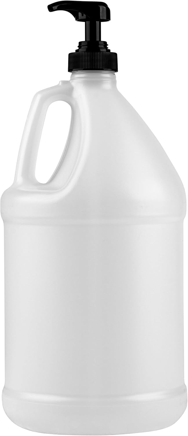 1-Gallon Plastic Jug with Pump Dispenser - Ideal for Epoxy Resin, Laundry Detergent, Liquid Soap, Snow Cone Syrup, Batter