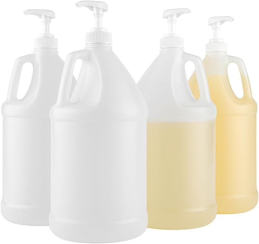 1-Gallon Plastic Jug with Pump Dispenser - Ideal for Epoxy Resin, Laundry Detergent, Liquid Soap, Snow Cone Syrup, Batter