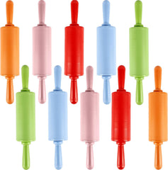 10 Pcs 9 Inch Mini Rolling Pins Small Plastic Handle Rolling Pin Non-Stick Rolling Pins for Kids Kitchen Baking Pastry Cake Cookie Chef Role Playing Game, 5 Colors