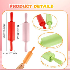 10 Pcs 9 Inch Mini Rolling Pins Small Plastic Handle Rolling Pin Non-Stick Rolling Pins for Kids Kitchen Baking Pastry Cake Cookie Chef Role Playing Game, 5 Colors