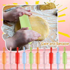 10 Pcs 9 Inch Mini Rolling Pins Small Plastic Handle Rolling Pin Non-Stick Rolling Pins for Kids Kitchen Baking Pastry Cake Cookie Chef Role Playing Game, 5 Colors