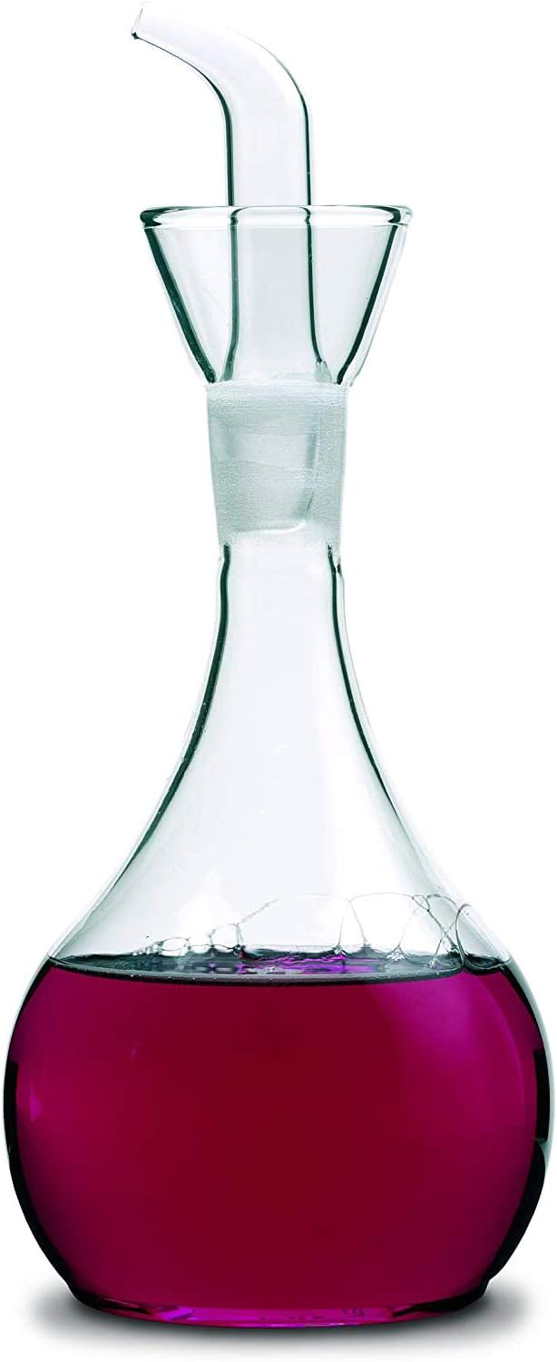 13ounce/ 380 ml Clear Glass Olive Oil Dispenser Bottle - Oil & Vinegar Cruet with Pourers and NO Funnel Needed - Olive Oil Carafe Decanter for Kitchen and BBQ