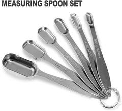 13-Piece Measuring Cups and Spoons Set, 18/8 Stainless Steel, Silver | Clearly Marked US and Metric Measurements, 7 Cups and 6 Spoons Nest for Dry and Wet Ingredients in Cooking and Baking