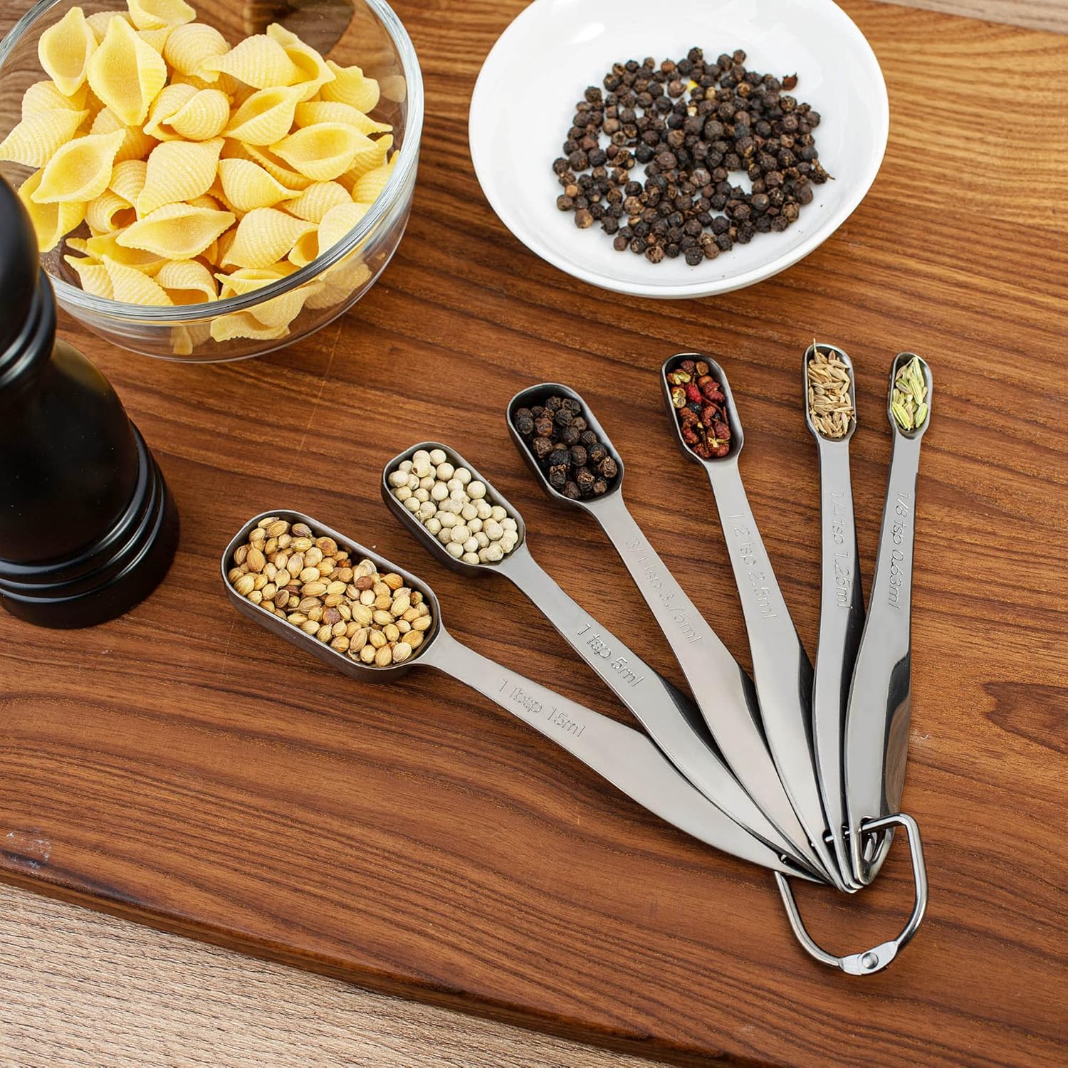 13-Piece Measuring Cups and Spoons Set, 18/8 Stainless Steel, Silver | Clearly Marked US and Metric Measurements, 7 Cups and 6 Spoons Nest for Dry and Wet Ingredients in Cooking and Baking