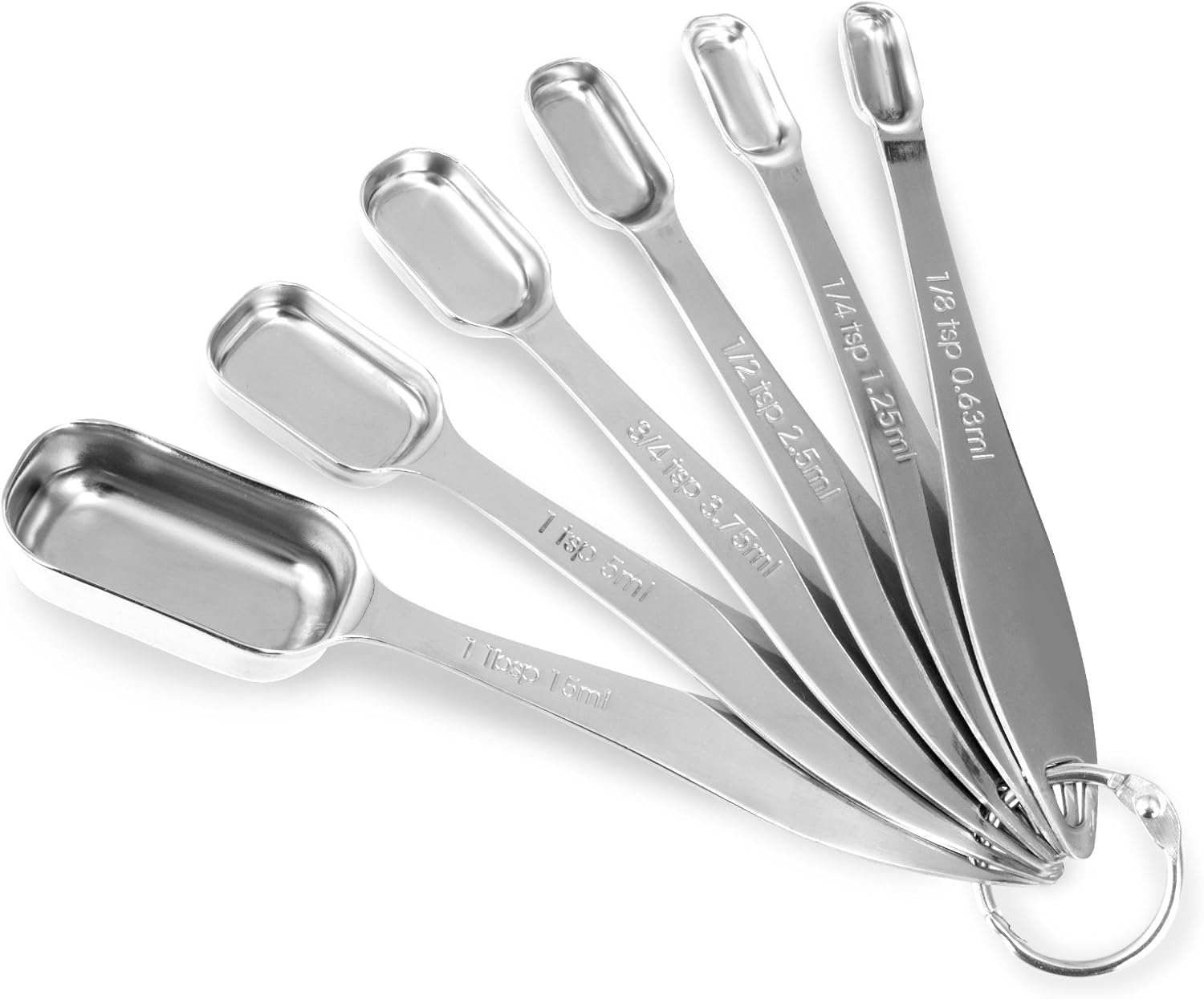13-Piece Measuring Cups and Spoons Set, 18/8 Stainless Steel, Silver | Clearly Marked US and Metric Measurements, 7 Cups and 6 Spoons Nest for Dry and Wet Ingredients in Cooking and Baking