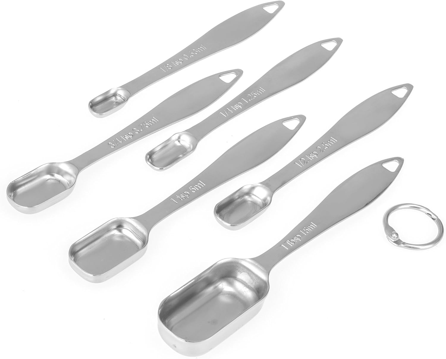 13-Piece Measuring Cups and Spoons Set, 18/8 Stainless Steel, Silver | Clearly Marked US and Metric Measurements, 7 Cups and 6 Spoons Nest for Dry and Wet Ingredients in Cooking and Baking