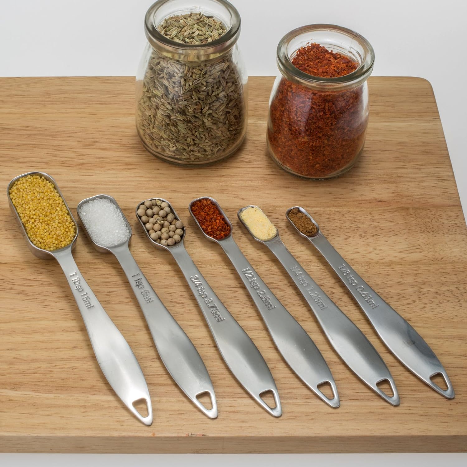 13-Piece Measuring Cups and Spoons Set, 18/8 Stainless Steel, Silver | Clearly Marked US and Metric Measurements, 7 Cups and 6 Spoons Nest for Dry and Wet Ingredients in Cooking and Baking