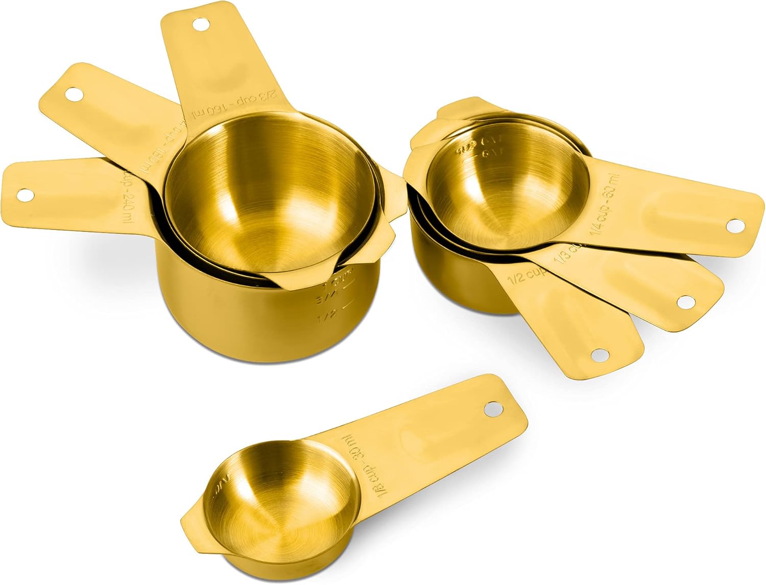 13-Piece Measuring Cups and Spoons Set, 18/8 Stainless Steel, Silver | Clearly Marked US and Metric Measurements, 7 Cups and 6 Spoons Nest for Dry and Wet Ingredients in Cooking and Baking