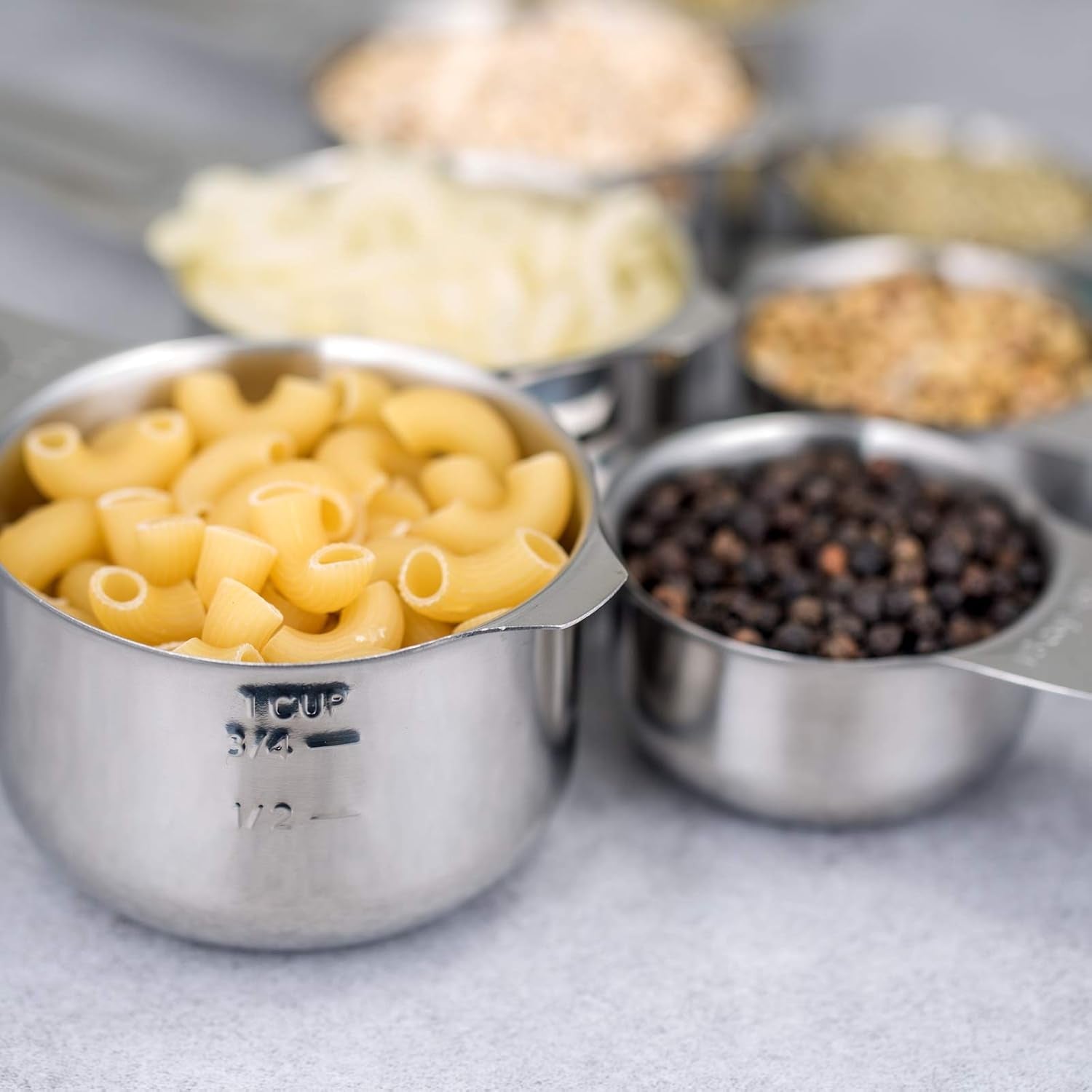 13-Piece Measuring Cups and Spoons Set, 18/8 Stainless Steel, Silver | Clearly Marked US and Metric Measurements, 7 Cups and 6 Spoons Nest for Dry and Wet Ingredients in Cooking and Baking