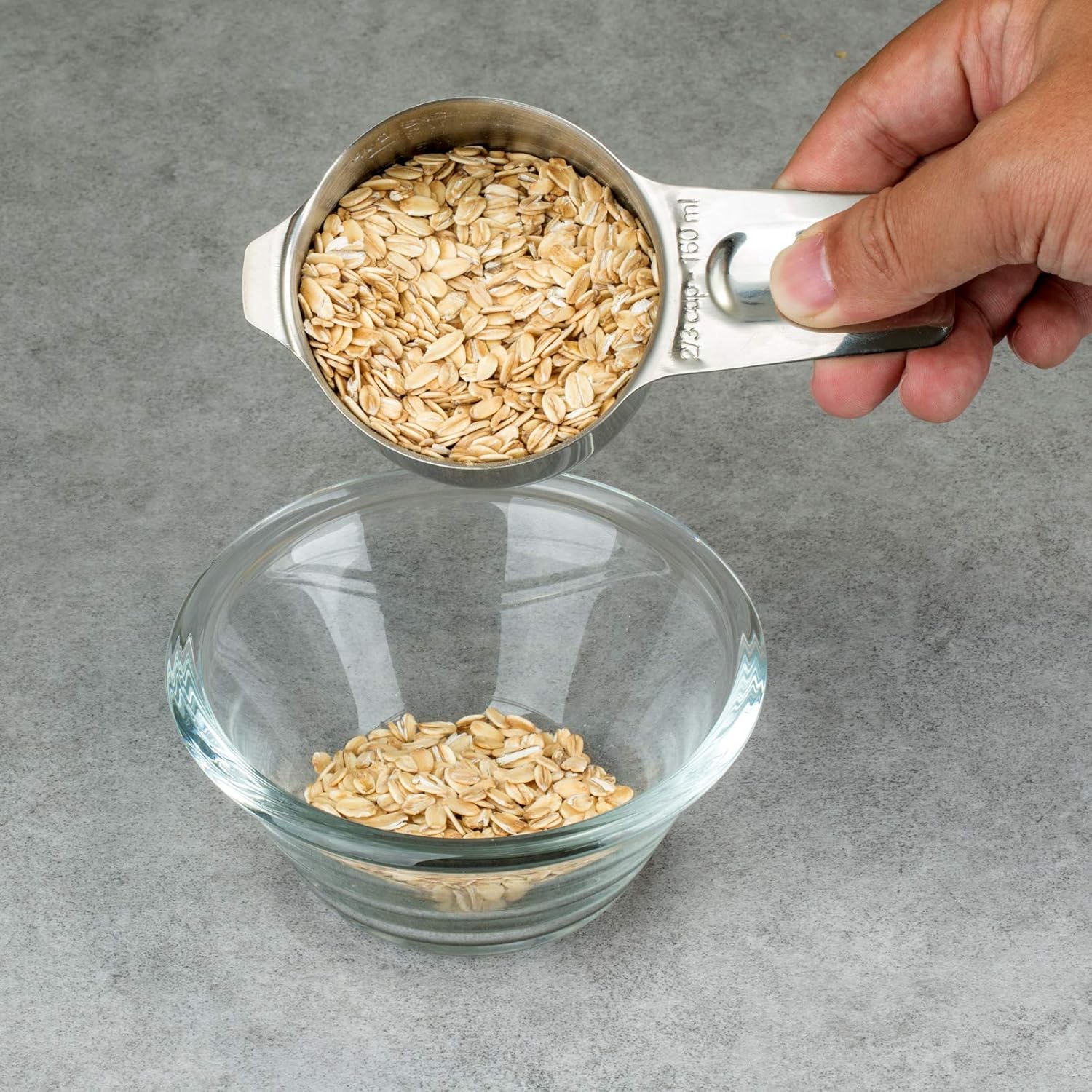 13-Piece Measuring Cups and Spoons Set, 18/8 Stainless Steel, Silver | Clearly Marked US and Metric Measurements, 7 Cups and 6 Spoons Nest for Dry and Wet Ingredients in Cooking and Baking