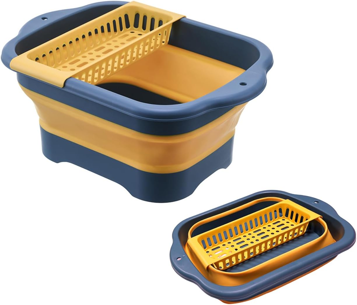 11L（2.91 Gallon） Collapsible Dish Basin with Drain Plug, Space Saving Outdoor Multiuse Foldable Sink Tub, Dishpan, Portable Kitchen Storage Tray for Vegetable Washing, Camping, RV (Green)