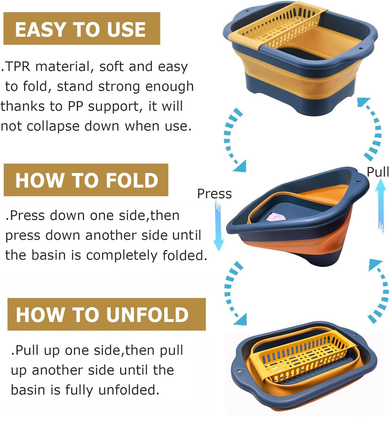 11L（2.91 Gallon） Collapsible Dish Basin with Drain Plug, Space Saving Outdoor Multiuse Foldable Sink Tub, Dishpan, Portable Kitchen Storage Tray for Vegetable Washing, Camping, RV (Green)