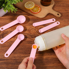 11pcs Measuring Cups and Spoons Set, Nesting Measure Cups with Ring and Easy Read Markings Small Teaspoon with Plastic Head for Dry & Liquid Ingredients, Pink