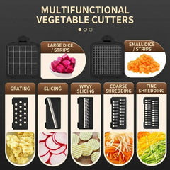 15 in 1Vegetable Chopper with Container,Food Chopper and Spiralizer,Onion Chopper,Veggie Cutter for Salad,Cheese Grater,Fruit Slicer,Kitchen Gadgets Accessories With Brush and Egg separator