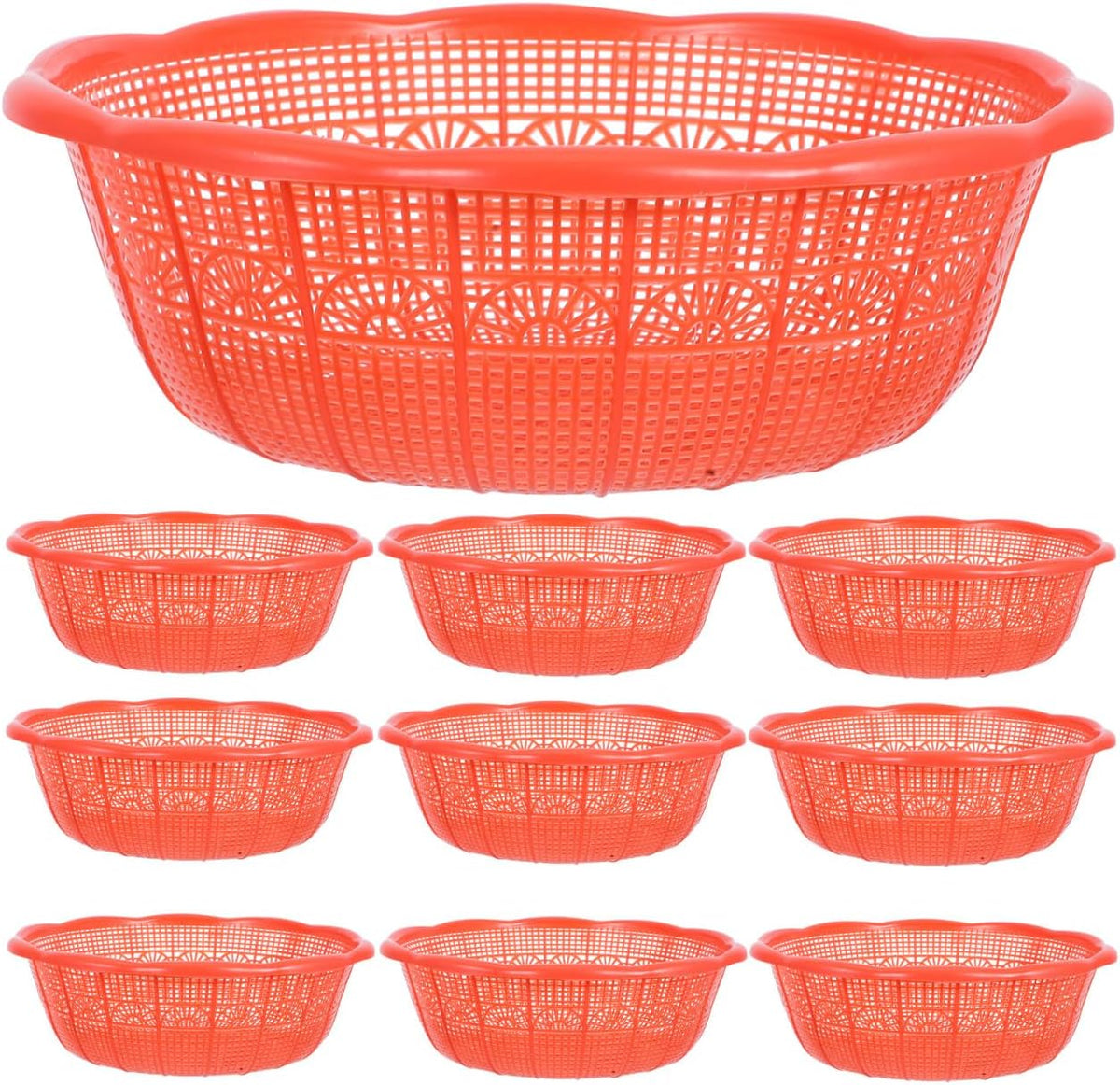 10-Pack Plastic Drain Basket 9.05-Inch Multi-Functional Kitchen Colander for Rice Washing and Vegetable Straining with Comfortable Grip