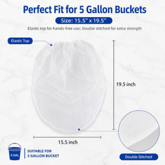 10pcs Paint Strainer Bag - 5 Gallon Paint Filter Mesh Strainer | Nylon Mesh Filter Bag with Elastic Drawstring Top Opening, for 5 Gallon Bucket, Fine Mesh Bag for Gardening, Plant Protection