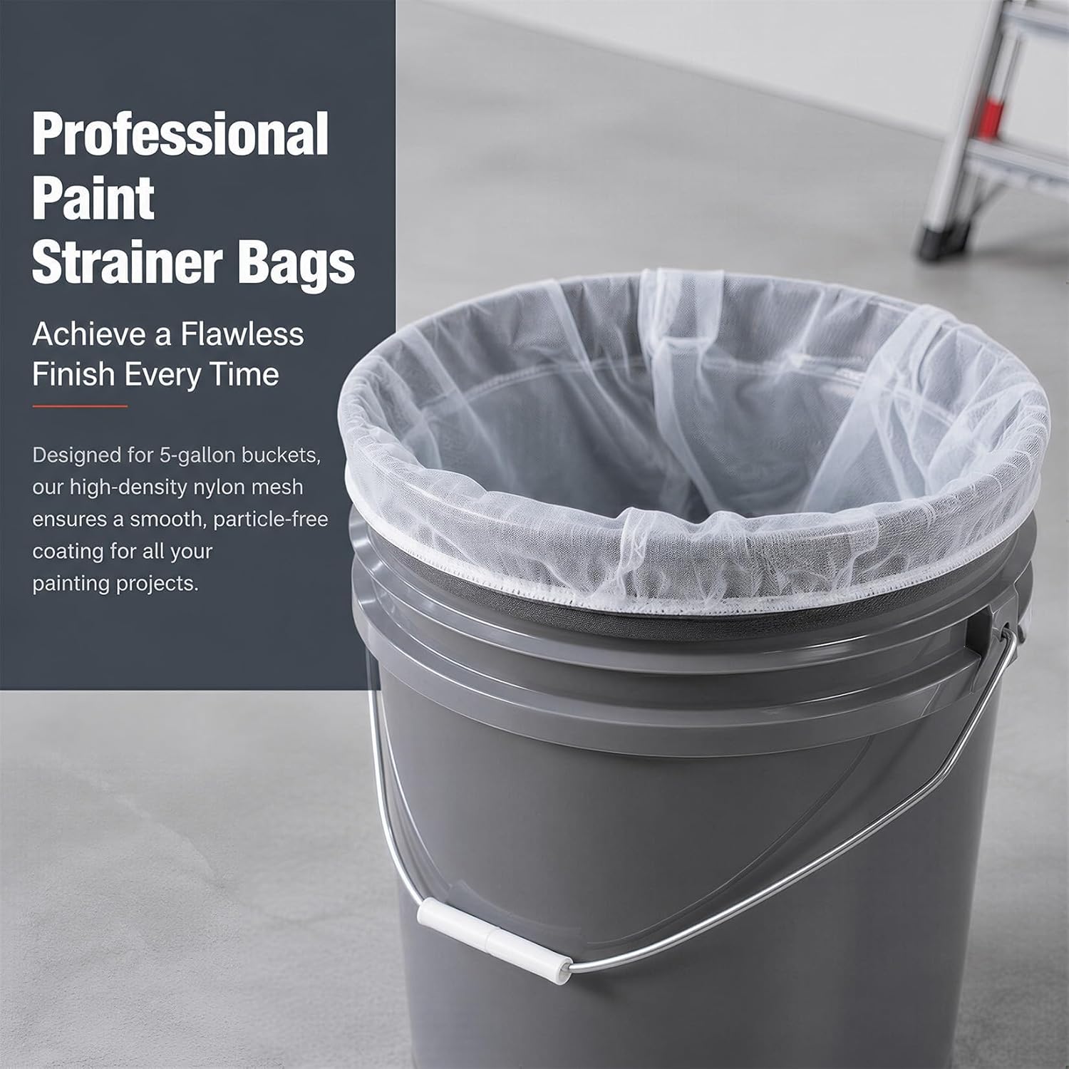 10pcs Paint Strainer Bag - 5 Gallon Paint Filter Mesh Strainer | Nylon Mesh Filter Bag with Elastic Drawstring Top Opening, for 5 Gallon Bucket, Fine Mesh Bag for Gardening, Plant Protection