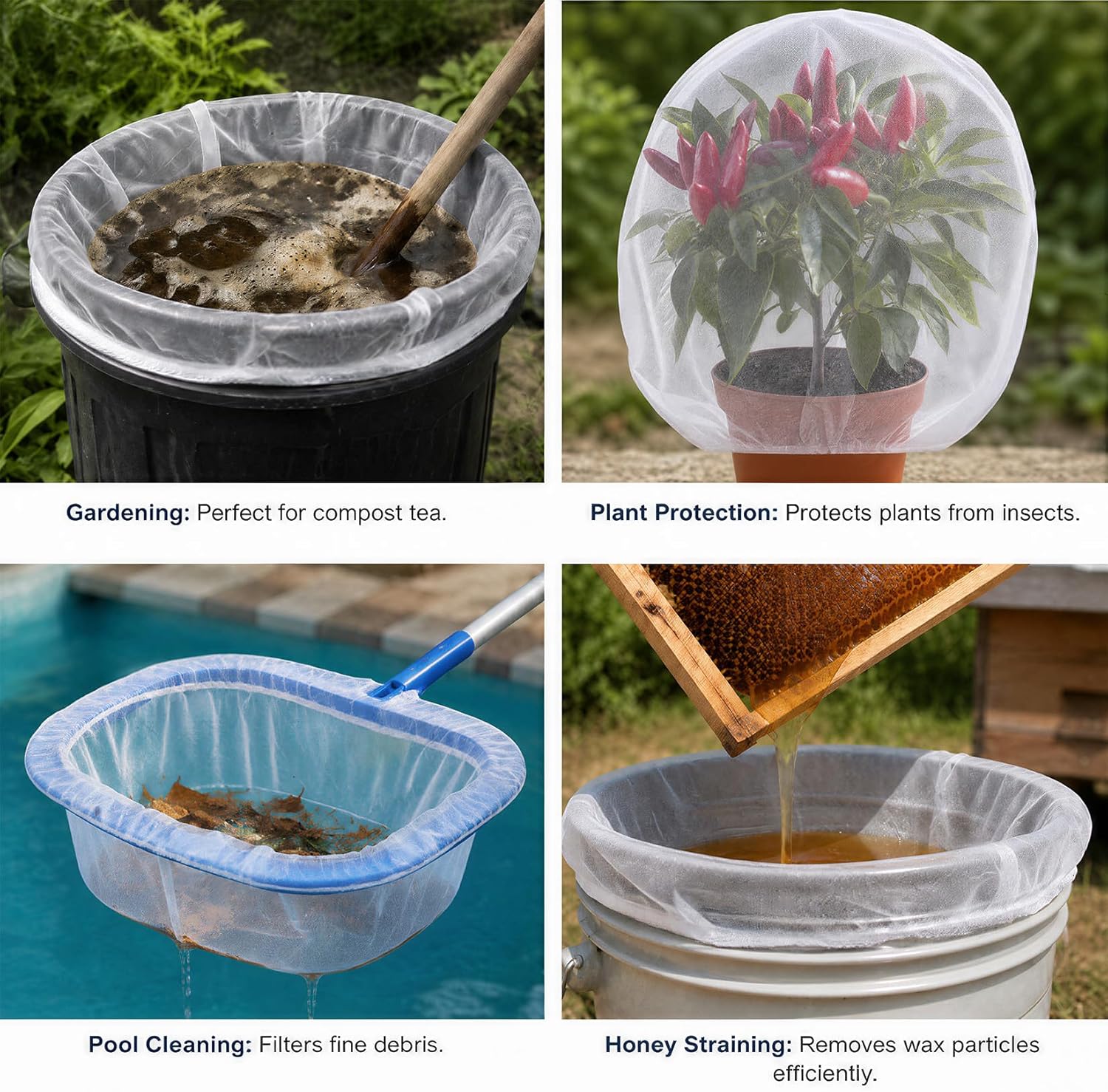 10pcs Paint Strainer Bag - 5 Gallon Paint Filter Mesh Strainer | Nylon Mesh Filter Bag with Elastic Drawstring Top Opening, for 5 Gallon Bucket, Fine Mesh Bag for Gardening, Plant Protection