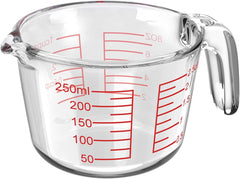 1 Cup Glass Measuring Cups, Clear Borosilicate Glass Liquid Measuring Cup | Kitchen & Baking Microwave Safe One Glass Measuring Cups, 8 OZ/250ML Small Glass Measuring Cup