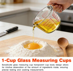 1 Cup Glass Measuring Cups, Clear Borosilicate Glass Liquid Measuring Cup | Kitchen & Baking Microwave Safe One Glass Measuring Cups, 8 OZ/250ML Small Glass Measuring Cup