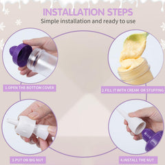 15 Pcs Cake Decorating Baking Syringe Tool Kit, Cupcake Filling Injector with Icing Nozzles Cream Scrapers Nozzle Brush Flower Nail Lifter Scissors Pastry Frosting Gun Piping Kit for Cookies