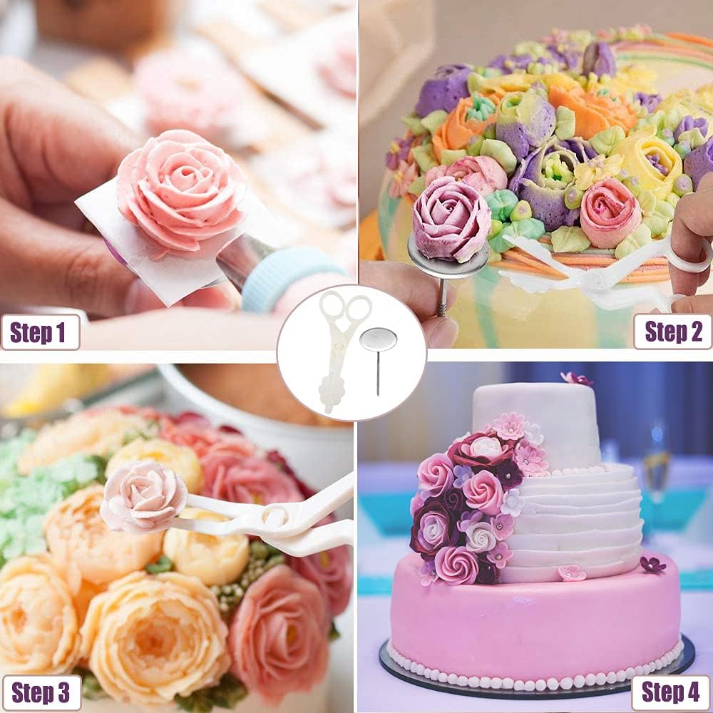 15 Pcs Cake Decorating Baking Syringe Tool Kit, Cupcake Filling Injector with Icing Nozzles Cream Scrapers Nozzle Brush Flower Nail Lifter Scissors Pastry Frosting Gun Piping Kit for Cookies