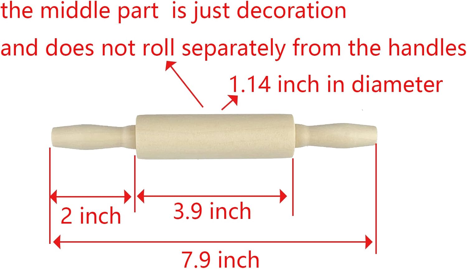 12 Pack Wood Small Rolling Pin for Kids, 7.9 Inch Kids Rolling Pin for Home Kitchen (7.9 Inch)